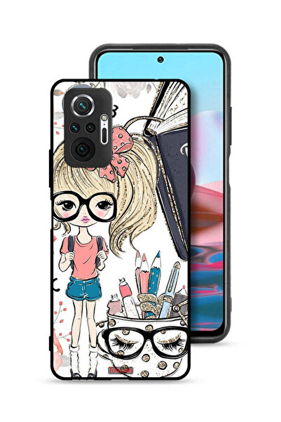 Tolwak Xiaomi Redmi Note 10 Pro 4G Protective Case Cover Unicorn Girl Art