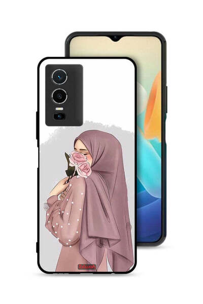 Tolwak غطاء حماية لهاتف Vivo Y76 5G برسومات فتاة تحمل ورودًا
