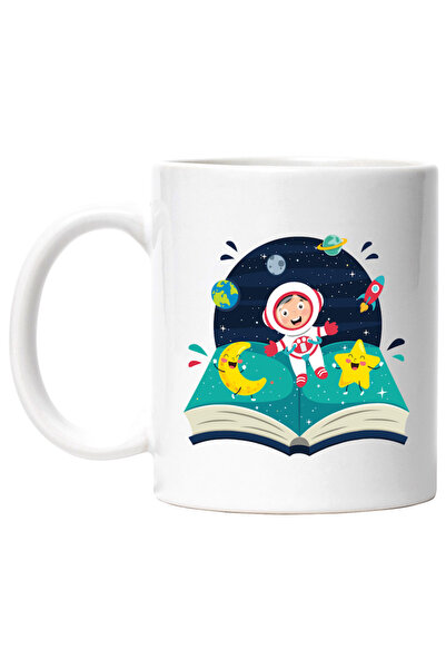 INOVATIX Cana alba personalizata, Carte, Copil, Astronaut, Costum, Stele, Lun...