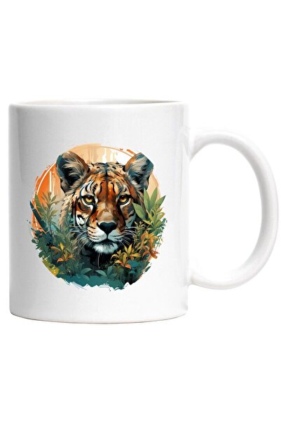 INOVATIX Cana alba personalizata, Tigru, Foliaj, Frunze, Exotic, Tropical, An...