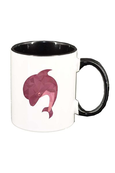 INOVATIX Personalized white mug, Colorful Dolphin, black interior, D990, INOVATIX®. 330ml