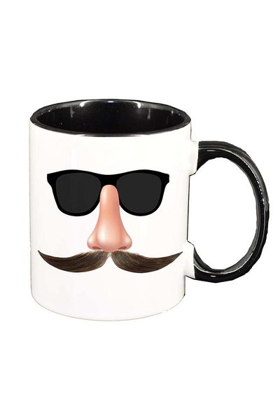INOVATIX Personalized white mug, Mask, black interior, D96, INOVATIX®. 330ml