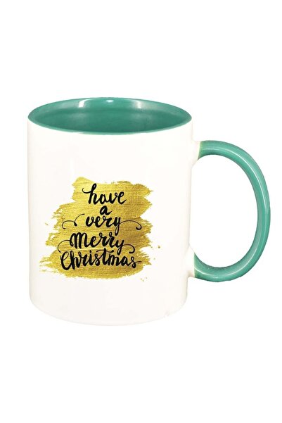 INOVATIX Персонализирана бяла чаша, Весела Коледа, зелена вътрешност, D1535, ...