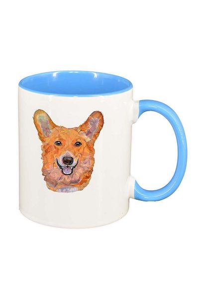 INOVATIX Personalized white mug, Drawn Dog, blue interior, D1001, INOVATIX®. 330ml