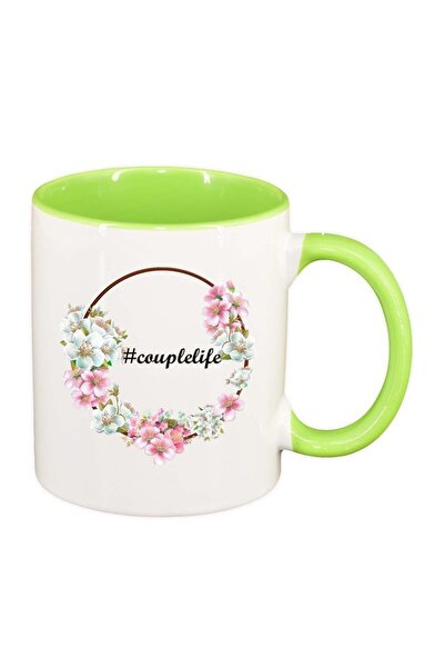 INOVATIX Cana alba personalizata, Flori, #couplelife, interior verde deschis,...