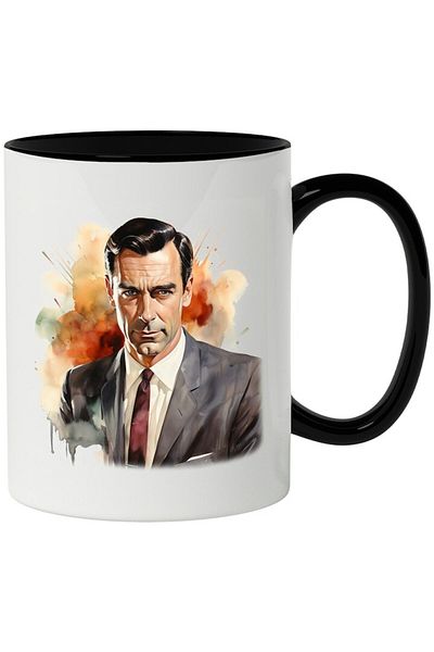INOVATIX Personalized white mug, Don Draper, Mad Men, TV Series, American, with Black Handle, INOVATIX®. 330ml