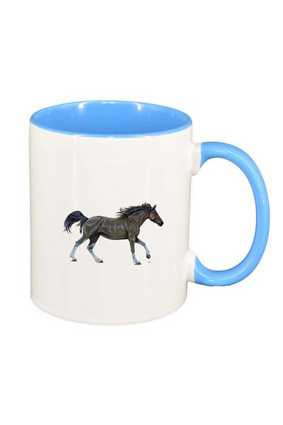 INOVATIX Personalized white mug, Horse, blue interior, D973, INOVATIX®. 330ml