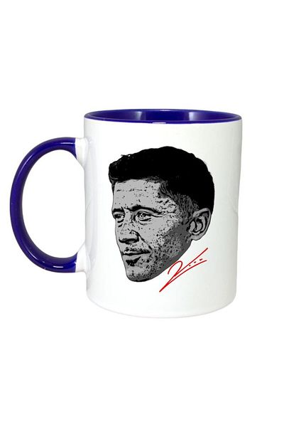 INOVATIX Personalized White Mug, Footballer Luwa, . Blue Handle and Interior, ®. 330ml