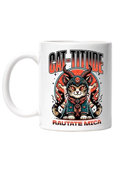 INOVATIX Εξατομικευμένη λευκή κούπα, Bizarre Asian Style Red Eyes, Cat-titude...