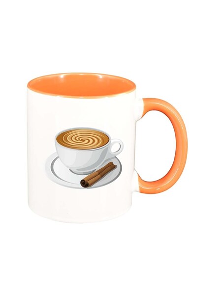 INOVATIX Εξατομικευμένη λευκή κούπα, καφές, πορτοκαλί εσωτερικό, D412, INOVAT...