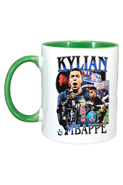 INOVATIX Персонализирана чаша Alba, Килиан Мбапе Париж PSG, зелена дръжка и в...
