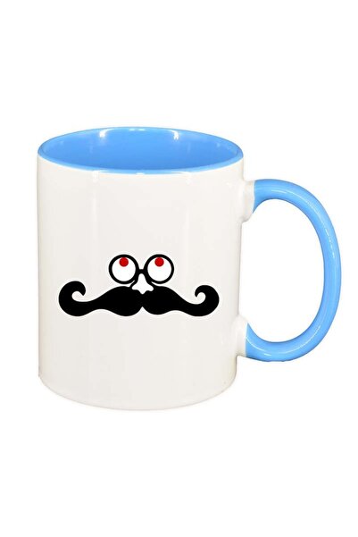 INOVATIX Персонализирана бяла чаша, Face, син интериор, D186, INOVATIX®. 330 мл