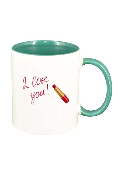 INOVATIX Cana alba personalizata, Love, interior verde, D394, INOVATIX®. 330ml