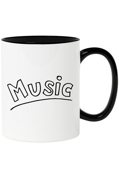 INOVATIX Personalized white mug, for those who listen to music with Black Handle, INOVATIX®. 330ml