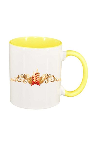 INOVATIX Personalized white mug, Christmas, yellow interior, D166, INOVATIX®. 330ml