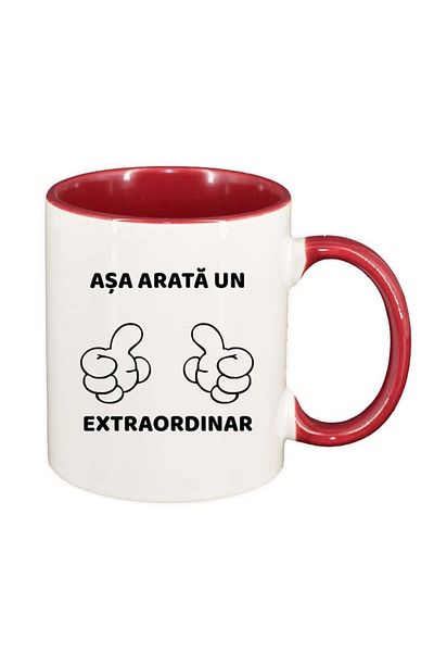 INOVATIX Personalized white mug, Extraordinary, red interior, D90, INOVATIX®. 330ml