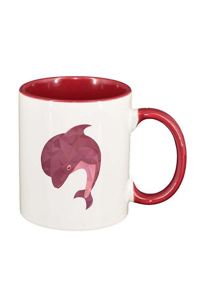 INOVATIX Personalized white mug, Colorful Dolphin, red interior, D990, INOVATIX®. 330ml