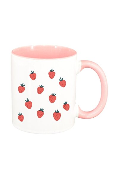 INOVATIX Cana alba personalizata, Strawberry, interior roz, D1464, INOVATIX®....