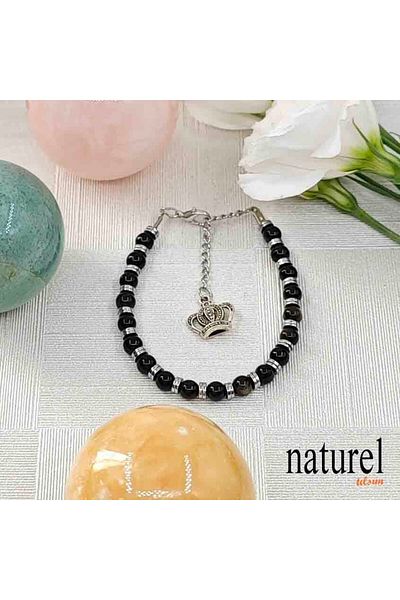 Naturel Tılsım Obsidian Natural Stone 6mm Bracelet