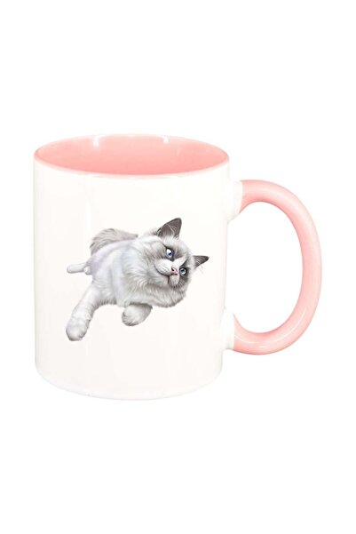 INOVATIX Cana alba personalizata, Cat, interior roz, D422, INOVATIX®. 330ml