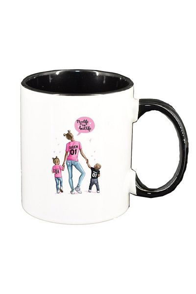 INOVATIX Personalized white mug, Princess, Mother Child, Mom's Life, black interior, D1363, INOVATIX®. 330ml