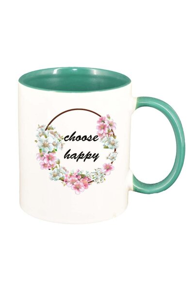 INOVATIX Cana alba personalizata, Flori, Happy, interior verde, D1039, INOVAT...