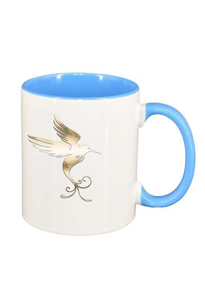 INOVATIX Personalized white mug, Bird, blue interior, D956, INOVATIX®. 330ml
