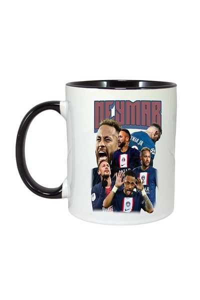 INOVATIX Personalized White Mug, Neymar Celebration Goal, Black Handle and Interior, ®. 330ml