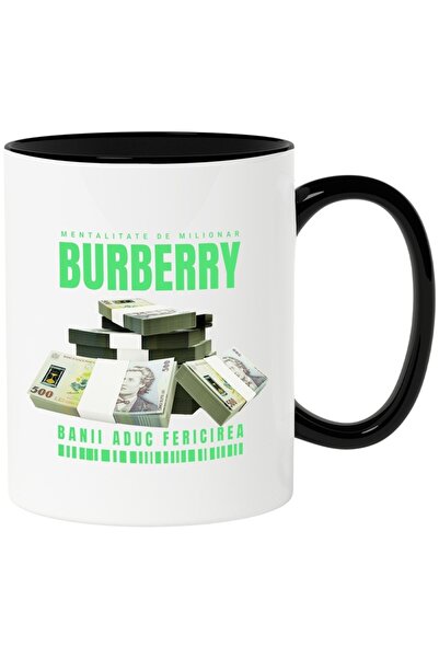 INOVATIX Εξατομικευμένη λευκή κούπα, _Burberry_ - Money Bring Happiness, με μ...