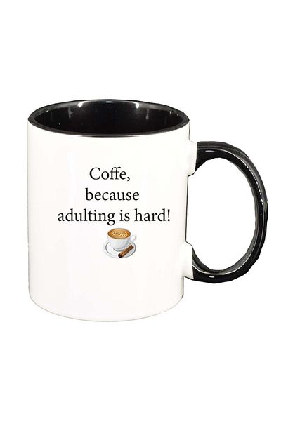 INOVATIX Personalized white mug, Coffee love, black interior, D1032, INOVATIX®. 330ml