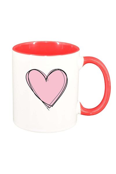INOVATIX Personalized white mug, Love, red interior, D381, INOVATIX®. 330ml