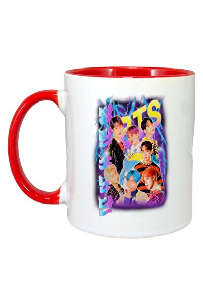 INOVATIX Cana Alba Personalizata, Formatia/trupa Bts, Maner Si Interior Rosu,...