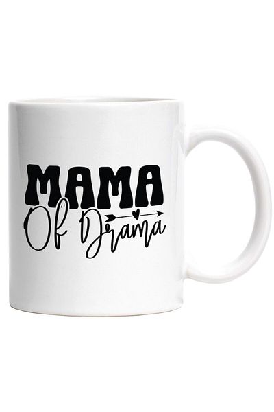 INOVATIX Personalized white mug, heart and letter Mama of drama - mother of family drama, INOVATIX®. 330ml