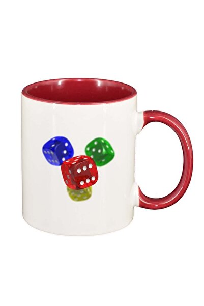 INOVATIX Cana alba personalizata, Dice, interior rosu, D278, INOVATIX®. 330ml