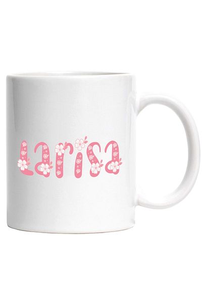 INOVATIX Personalized white mug, Name Larisa, Flowers, Colorful, Pink, Cute, INOVATIX®. 330ml