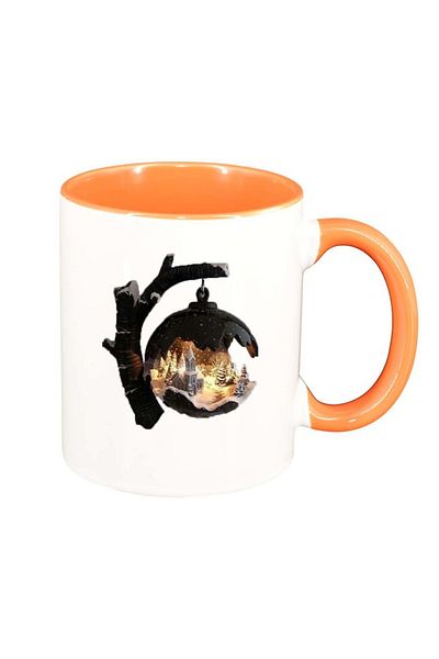 INOVATIX Personalized white mug, Winter, orange interior, D251, INOVATIX®. 330ml