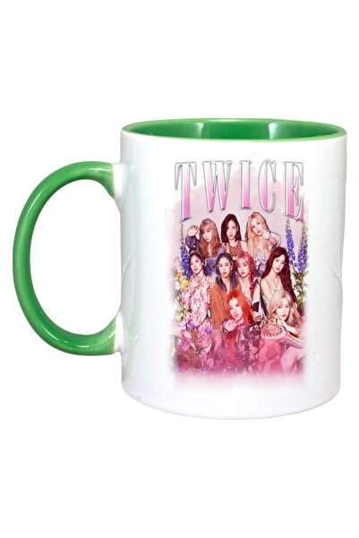 INOVATIX Cana Alba Personalizata, Formatia/trupa Twice 10, Maner Si Interior Verde, ®. 330ml