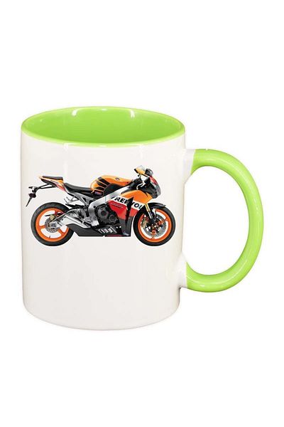 INOVATIX Personalized white mug, Motor, light green interior, D51, INOVATIX®. 330ml
