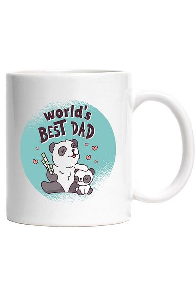 INOVATIX Personalized white mug, Message in English World's Best Dad, Panda Bear, Father, Child, INOVATIX®. 330ml