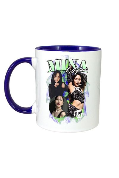 INOVATIX Cana Alba Personalizata, Formatia/trupa Mina, Maner Si Interior Albastru, ®. 330ml