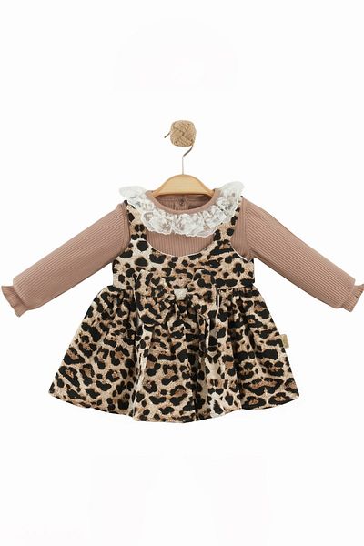minuma Baby Girl Leopard Patterned Lace Dress 9/18 Months