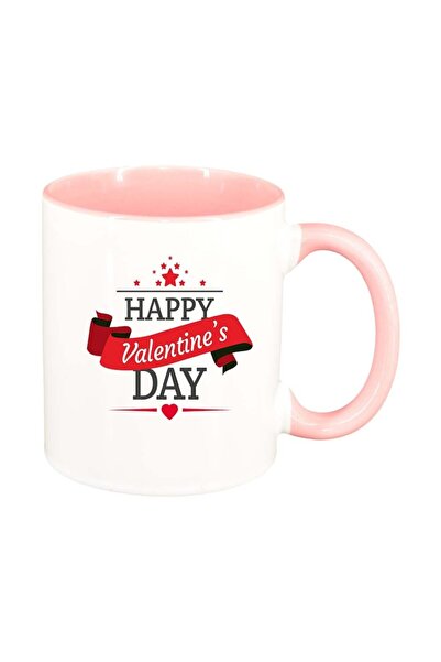 INOVATIX Εξατομικευμένη λευκή κούπα, Love, ροζ εσωτερικό, D341, INOVATIX®. 330ml