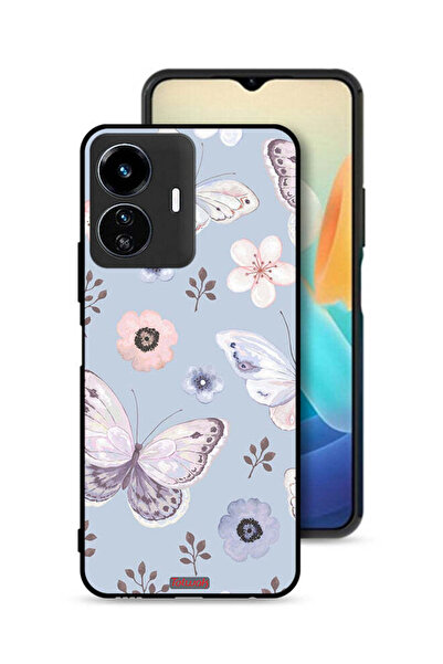 Tolwak Vivo Y77 5G Protective Case Cover Butterflies And Flowers