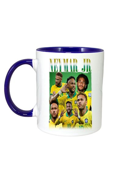INOVATIX Cana Alba Personalizata, Neymar Jr Brasil, Maner Si Interior Albastru, ®. 330ml