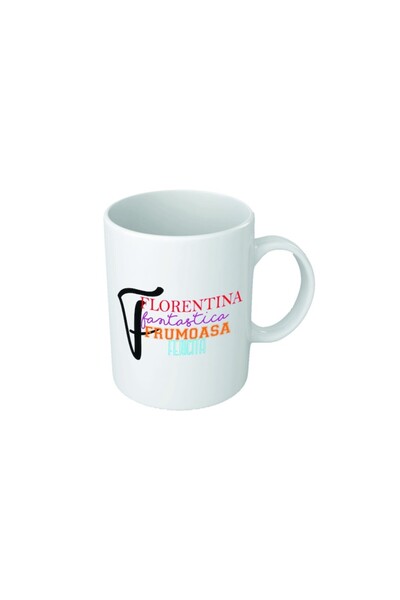 INOVATIX Cana alba personalizata, personalizata cu initiala 'F', colorat, INO...