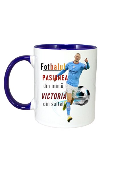 INOVATIX Εξατομικευμένη Λευκή Κούπα, Erling Passion, Μπλε Λαβή και Εσωτερικό,...