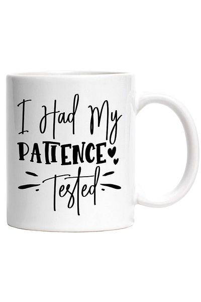 INOVATIX Personalized white mug, hearts and the phrase "I've had my patience tested - the limit", INOVATIX®. 330ml