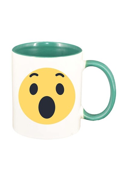 INOVATIX Εξατομικευμένη λευκή κούπα, Emoji WOW, πράσινο εσωτερικό, D28, INOVA...