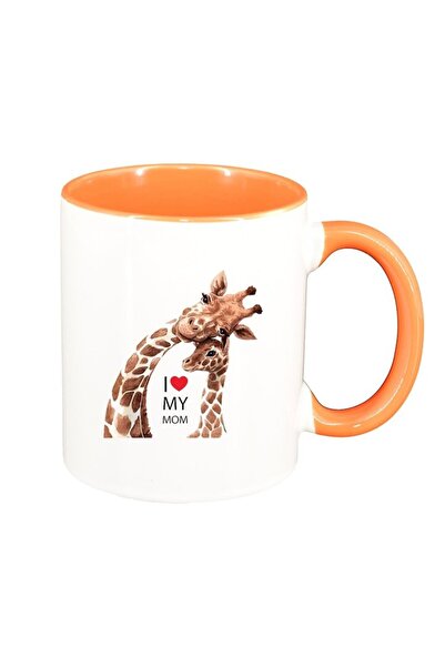 INOVATIX Personalized white mug, I love my mom, orange interior, D1462, INOVA...