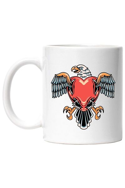 INOVATIX Personalized white mug, Bird, Eagle, Heart, Wings, Claws, Costume, INOVATIX®. 330ml